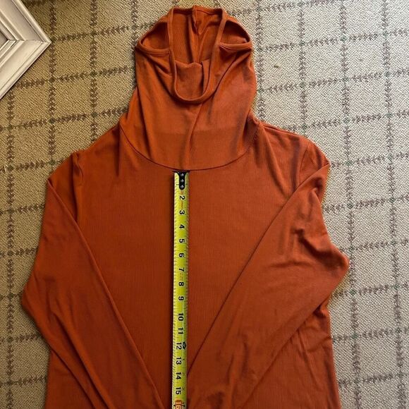 Orange Long sleeve turtle neck T-shirt with attached face mask - NOWT L - Picture 5 of 12